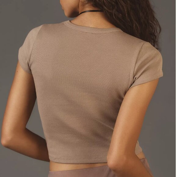 Anthropologie Maeve  Cropped Stretch Cotton Short  Sleeve Tee - Picture 2 of 11
